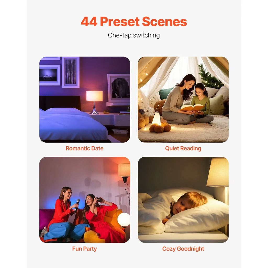 DB Wholesale A19 E26 Smart Light Bulbs Works with Alexa & Google 4 Pack Wall Switches