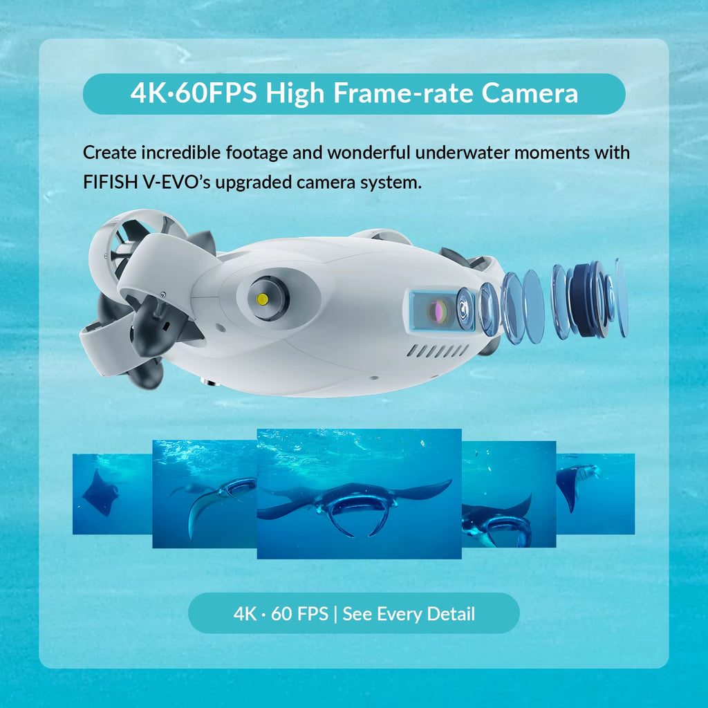 Fifish 100M Underwater Mini Rov Robot Fish Finder Drone 4K Camera RC FPV Drone Motor 6 Axis VR Fishing Drone with Arm