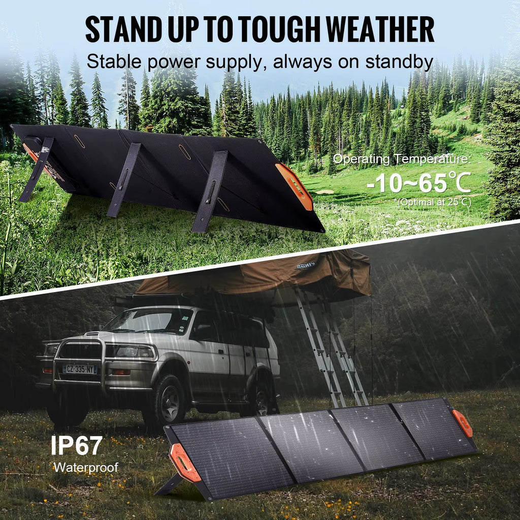 Portable 200W Foldable ETFE Monocrystalline Solar Panel Charger Kit