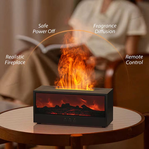 Creative Simulation Fireplace Humidifier Aromatherapy Diffuser Flame Fireplace Ultrasonic Humidifier with Remote