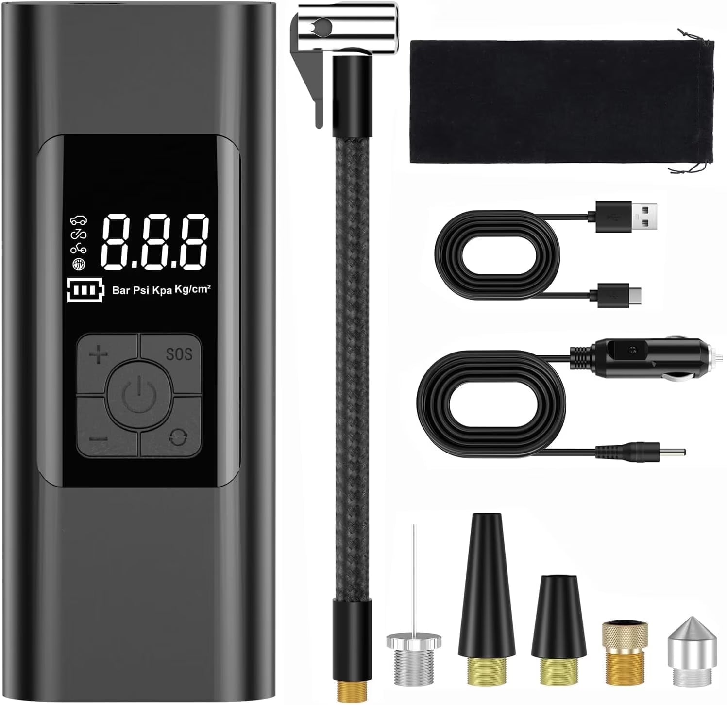 Tire Inflator Portable Air Compressor, 150Psi Cordless Air Pump for Car Tires, Digital Pressure Gauge, Automatic Shutoff