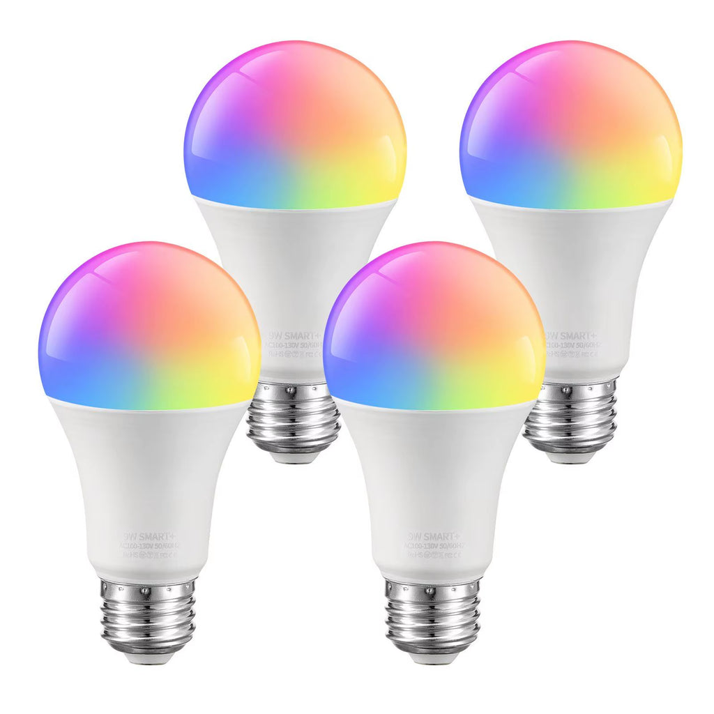 DB Wholesale A19 E26 Smart Light Bulbs Works with Alexa & Google 4 Pack Wall Switches