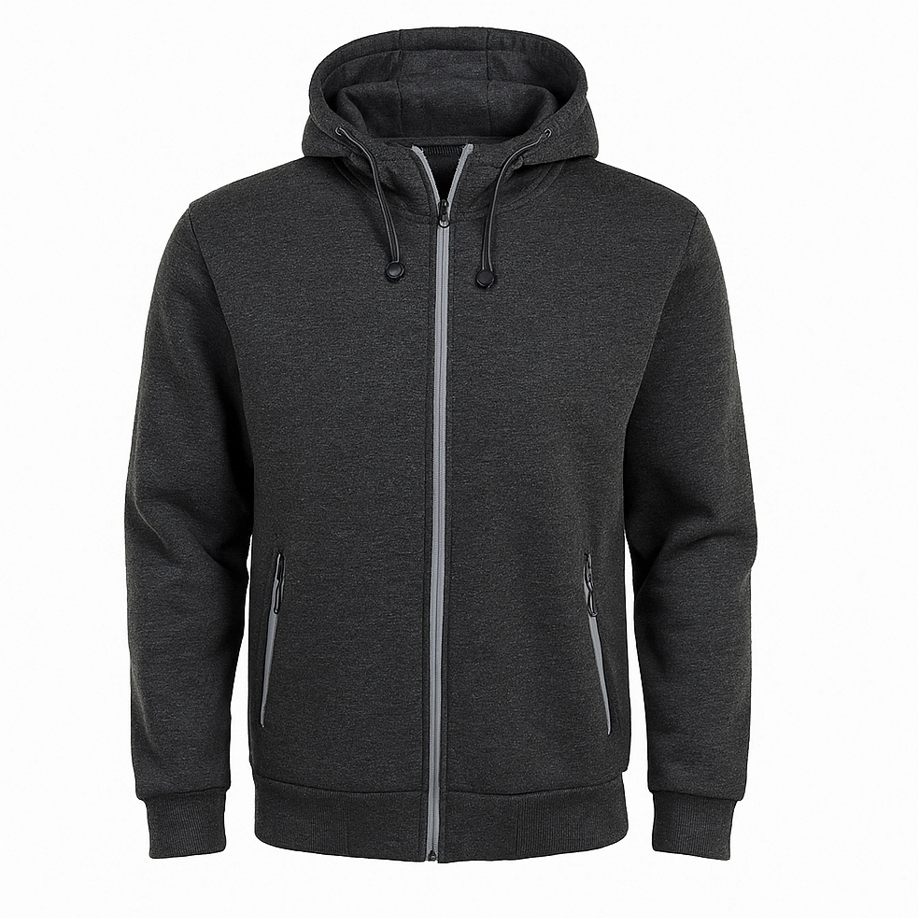 Men'S Heavyweight Sherpa Fleece-Lined Full Zip Classic Tech Eco-Friendly Solid Anti-Wrinkle Winter Polyester/Cotton Knitted