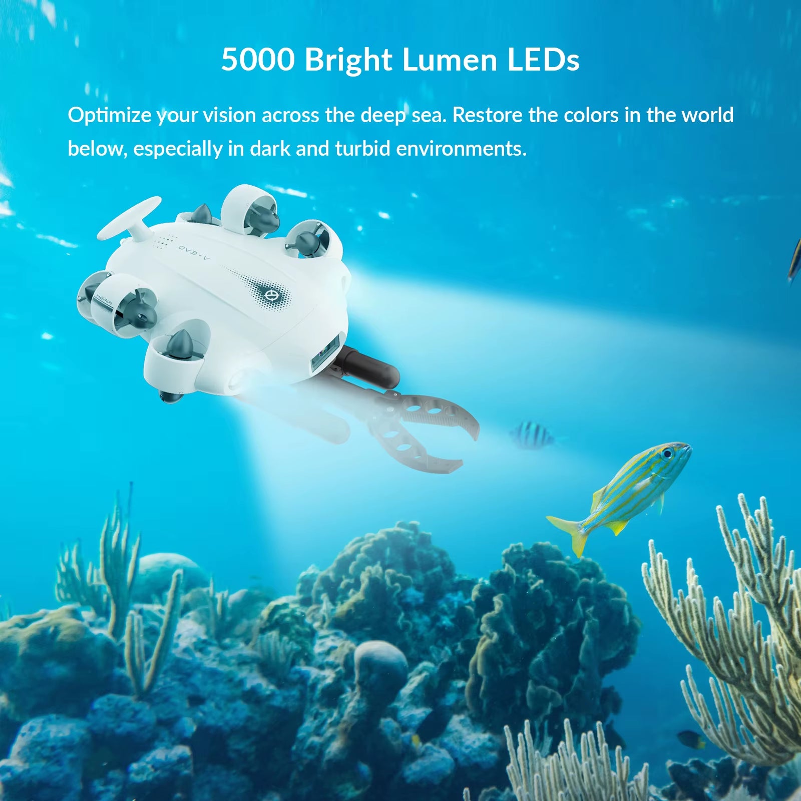 Fifish 100M Underwater Mini Rov Robot Fish Finder Drone 4K Camera RC FPV Drone Motor 6 Axis VR Fishing Drone with Arm