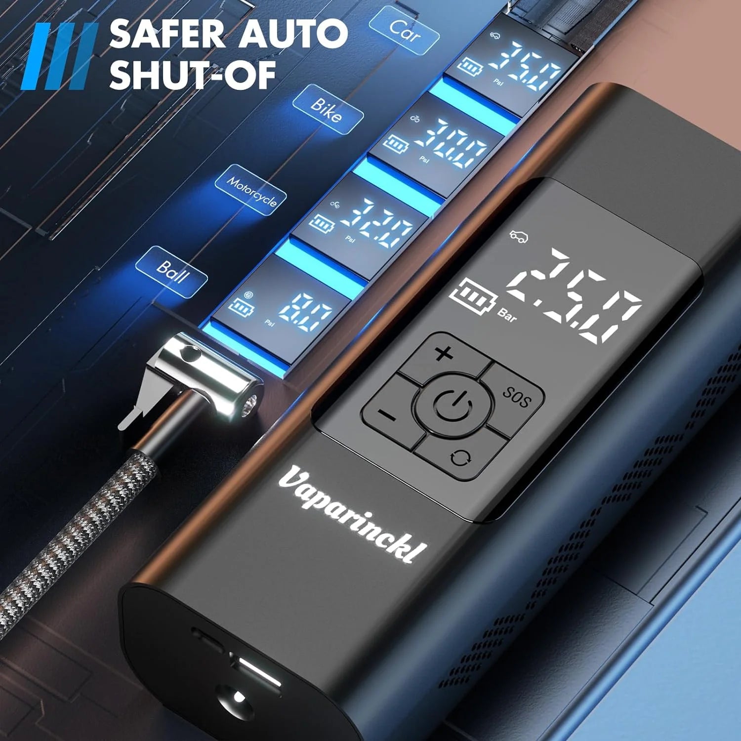 Tire Inflator Portable Air Compressor, 150Psi Cordless Air Pump for Car Tires, Digital Pressure Gauge, Automatic Shutoff