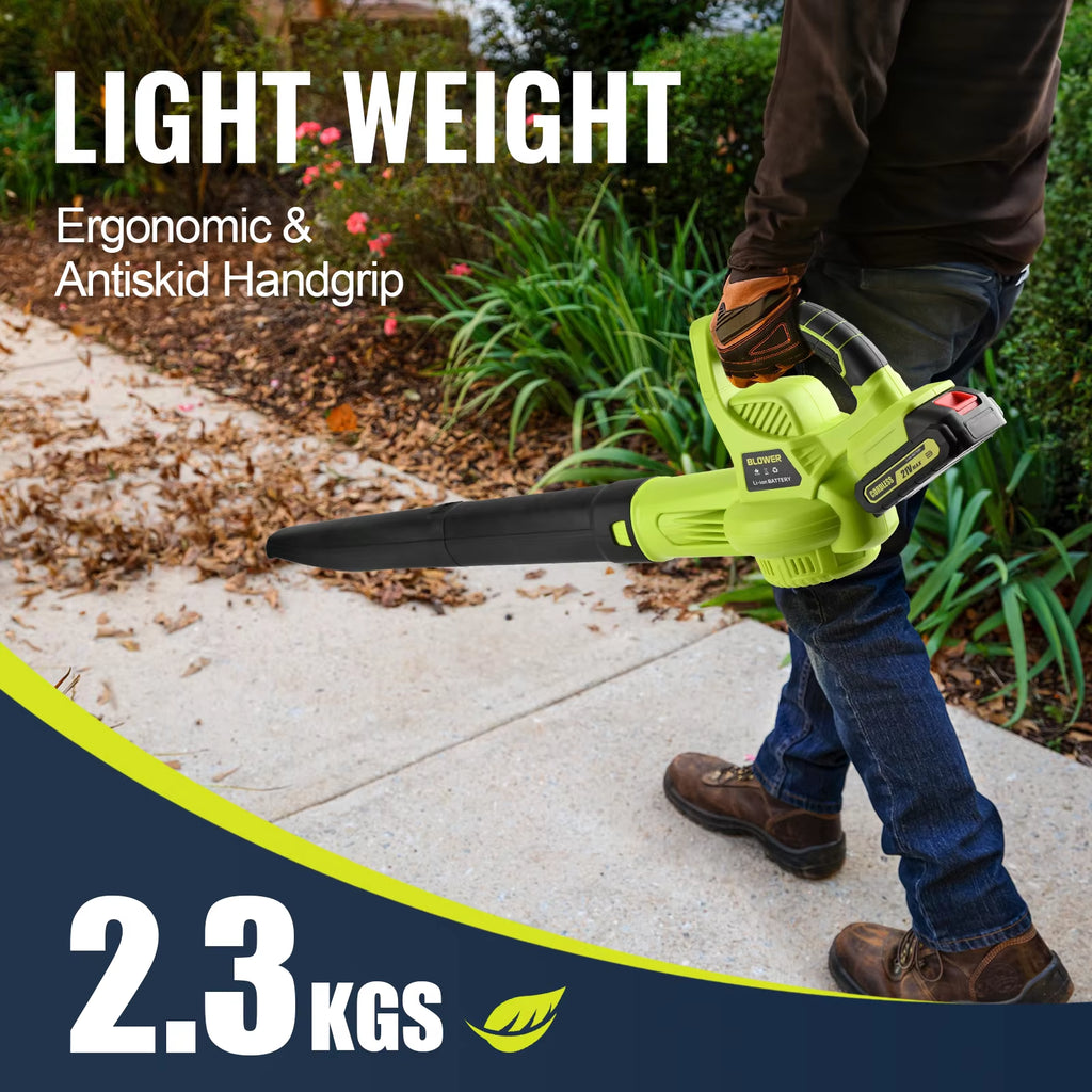 21V Cordless Leaf Blower Power and Lightweight Design Adjustable Speed Used for Cleaning Ideal Gift Fits Halloween & Christmas