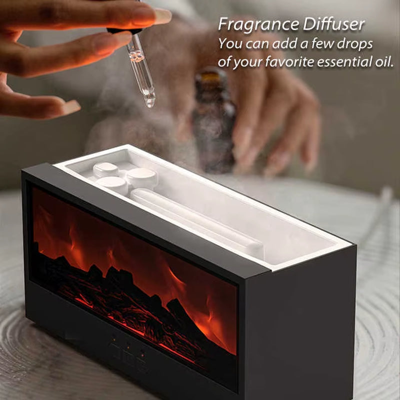 Creative Simulation Fireplace Humidifier Aromatherapy Diffuser Flame Fireplace Ultrasonic Humidifier with Remote