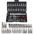 46-Piece Auto Repair Tool Set Quick Small Fly Ratchet Screwdriver Combination with Hard Case Plastic Hand Tool Kit