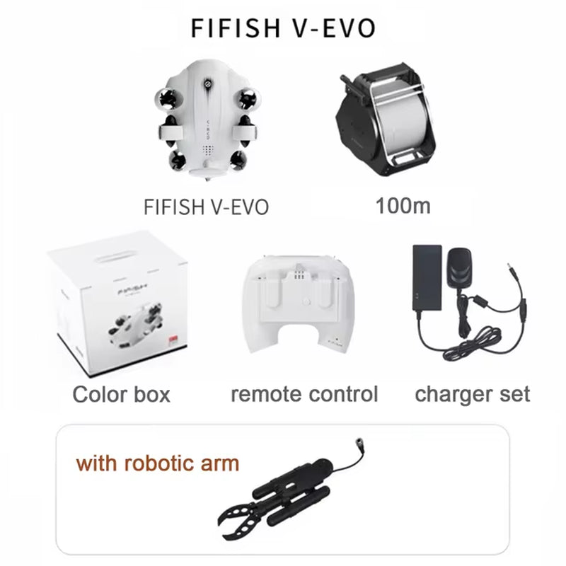 Fifish 100M Underwater Mini Rov Robot Fish Finder Drone 4K Camera RC FPV Drone Motor 6 Axis VR Fishing Drone with Arm
